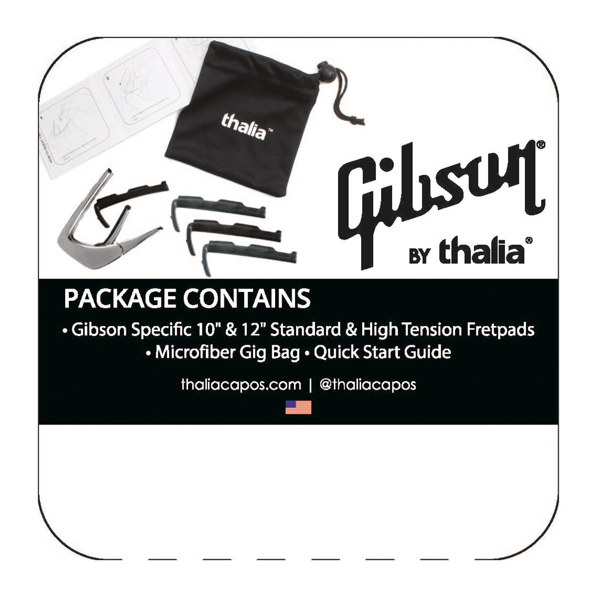 Gibson® by Thalia Black Chrome Capo | Crown Inlay