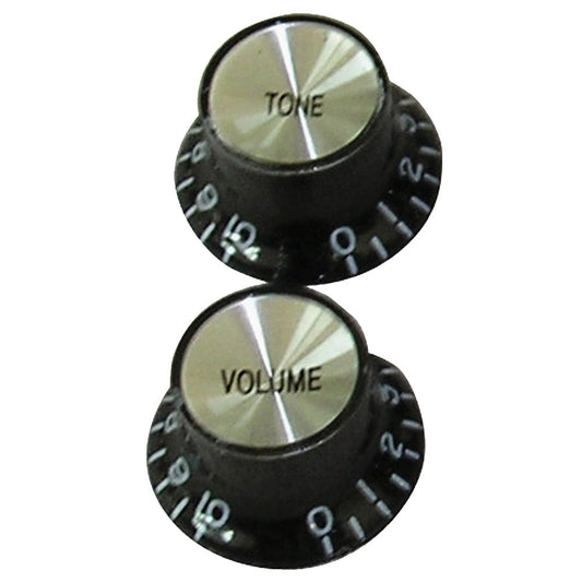 Guitar Tech Control Knobs | Black/Silver