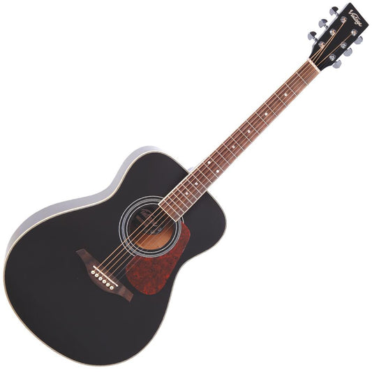 Vintage V300 Acoustic Folk Guitar | Black