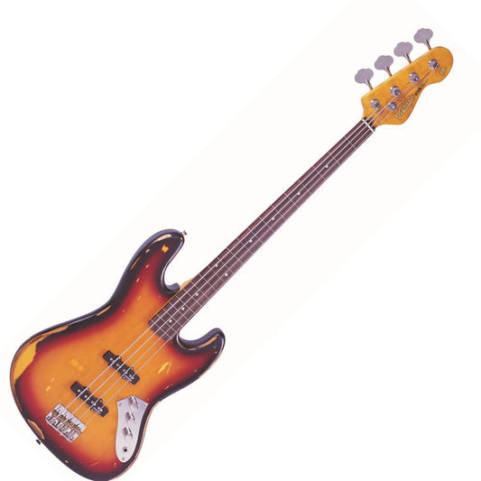 Vintage V74 ICON Fretless Bass | Sunset Sunburst
