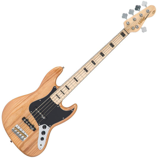 Vintage VJ75 Reissued Maple Fingerboard Bass Guitar | 5-String - Natural Ash