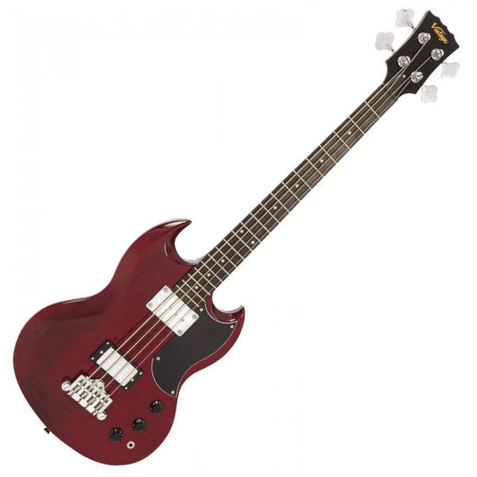 Vintage VS4 Reissued Bass Guitar | Cherry Red